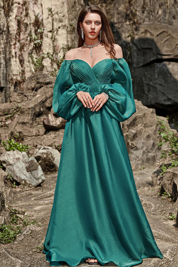 Off Shoulder Long Sleeves Formal Dress with Ruffles