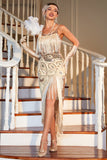 Champagne Spaghetti Straps Gatsby Fringed Flapper Dress