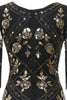 Load image into Gallery viewer, V Neck Black Long 1920s Flapper Dress with Sequins and Fringes