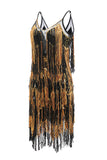 Black Golden Fringes 1920s Dress with Sequins