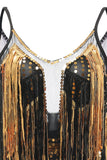 Black Golden Fringes 1920s Dress with Sequins