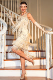 Fringed Champagne Roaring 20s Great Gatsby Dress for Party