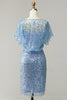 Load image into Gallery viewer, Grey Blue Sequins Bodycon Wedding Guest Dress