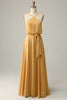 Load image into Gallery viewer, A Line Halter Yellow Long Bridesmaid Dress with Bowknot