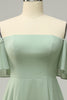 Load image into Gallery viewer, A Line Off the Shoulder Green Long Plus Size Bridesmaid Dress with Ruffles