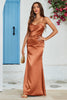 Load image into Gallery viewer, Simple Copper Mermaid Backless Long Wedding Guest Dress