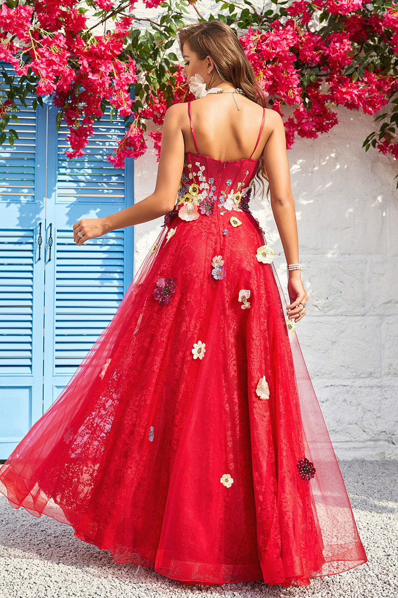 Load image into Gallery viewer, A Line Spaghetti Straps Burgundy Long Formal Dress with Appliques