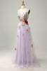 Load image into Gallery viewer, A Line Deep V Neck Lavender Long Formal Dress with Appliques