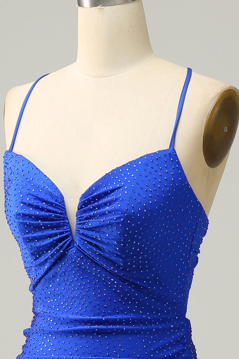 Load image into Gallery viewer, Mermaid Spaghetti Straps Royal Blue Long Formal Dress with Beading