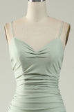 Mermaid Spaghetti Straps Grey Plus Size Formal Dress with Criss Cross Back