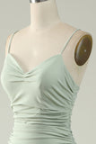 Mermaid Spaghetti Straps Grey Plus Size Formal Dress with Criss Cross Back