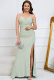 Mermaid Spaghetti Straps Light Green Plus Size Formal Dress with Criss Cross Back