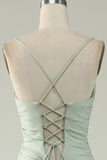 Mermaid Spaghetti Straps Grey Plus Size Formal Dress with Criss Cross Back