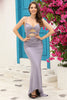 Load image into Gallery viewer, Mermaid Spaghetti Straps Grey Blue Long Formal Dress with Keyhole