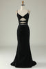 Load image into Gallery viewer, Mermaid Spaghetti Straps Black Plus Size Formal Dress with Keyhole