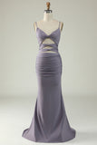 Mermaid Spaghetti Straps Black Plus Size Formal Dress with Keyhole