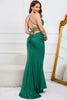 Load image into Gallery viewer, Mermaid Spaghetti Straps Dark Green Plus Size Formal Dress with Criss Cross Back