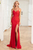 Load image into Gallery viewer, Mermaid Spaghetti Straps Red Long Formal Dress with Split Front