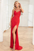 Load image into Gallery viewer, Mermaid Spaghetti Straps Red Long Formal Dress with Split Front