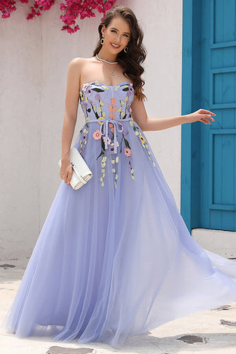 Lavender A Line Sweetheart Formal Dress with Appliques