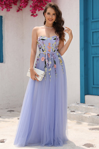 Lavender A Line Sweetheart Formal Dress with Appliques