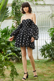 Black Off the Shoulder Stars Short Formal Dress with Detachable Sleeves