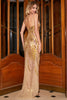 Load image into Gallery viewer, Stunning Mermaid Spaghetti Straps Golden Long Formal Dress with Split Front
