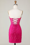 Bodycon Sweetheart Purple Corset Short Formal Dress with Appliques