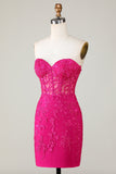 Bodycon Sweetheart Purple Corset Short Formal Dress with Appliques