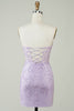 Load image into Gallery viewer, Bodycon Sweetheart Purple Corset Short Formal Dress with Appliques