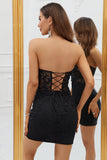 Black Corset Lace Tight Short Formal Dress