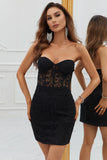 Black Corset Lace Tight Short Formal Dress