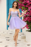 Lilac Corset Straps A-Line Short Formal Dress