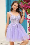 Lilac Corset Straps A-Line Short Formal Dress