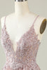 Load image into Gallery viewer, A Line Spaghetti Straps Blush Short Formal Dress with Appliques