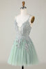 Load image into Gallery viewer, Stylish A Line Spaghetti Straps Green Short Formal Dress with Appliques