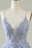 Load image into Gallery viewer, A Line Spaghetti Straps Light Purple Short Formal Dress with Appliques