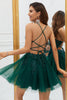Load image into Gallery viewer, Stylish A Line Spaghetti Straps Green Short Formal Dress with Appliques
