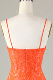 Sparkly Sequins Tight Orange Short Formal Dress