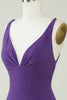 Load image into Gallery viewer, Stylish Deep V Neck Purple Short Formal Dress with Criss Cross Back