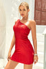 Load image into Gallery viewer, Bodycon One Shoulder Red Short Formal Dress with Beading