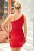 Load image into Gallery viewer, Bodycon One Shoulder Red Short Formal Dress with Beading