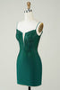 Load image into Gallery viewer, Sparkly Bodycon Spaghetti Straps Dark Green Short Cocktail Dress with Beading