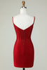 Load image into Gallery viewer, Sheath Spaghetti Straps Red Short Formal Dress with Beading