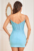 Load image into Gallery viewer, Bodycon Spaghetti Straps Dark Green Short Formal Dress with Beading