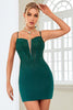 Load image into Gallery viewer, Bodycon Spaghetti Straps Dark Green Short Formal Dress with Beading