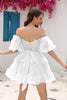 Load image into Gallery viewer, A-Line Off The Shoulder Ruffled Corset Little White Dress