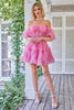Load image into Gallery viewer, Hot Pink Off the Shoulder Tulle Short Formal Dress
