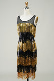 Golden Fringes Flapper Dress with Sequins