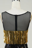 Golden Fringes Flapper Dress with Sequins